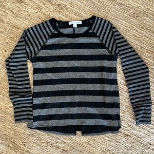 Shimmery Striped Long-Sleeve Top